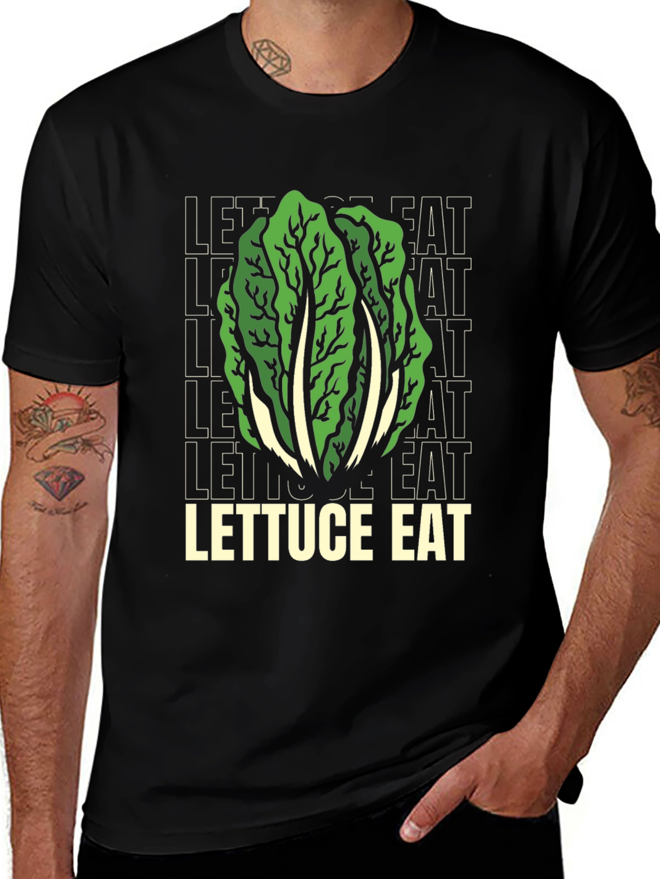 Variant 25 of Lettuce Eat Graphic Tee - Black Crew Neck T-Shirt