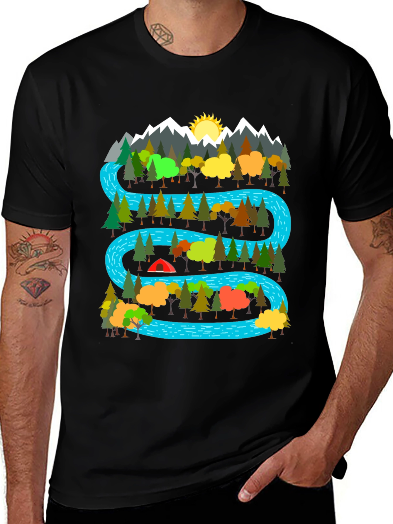 Nature River Black T-Shirt