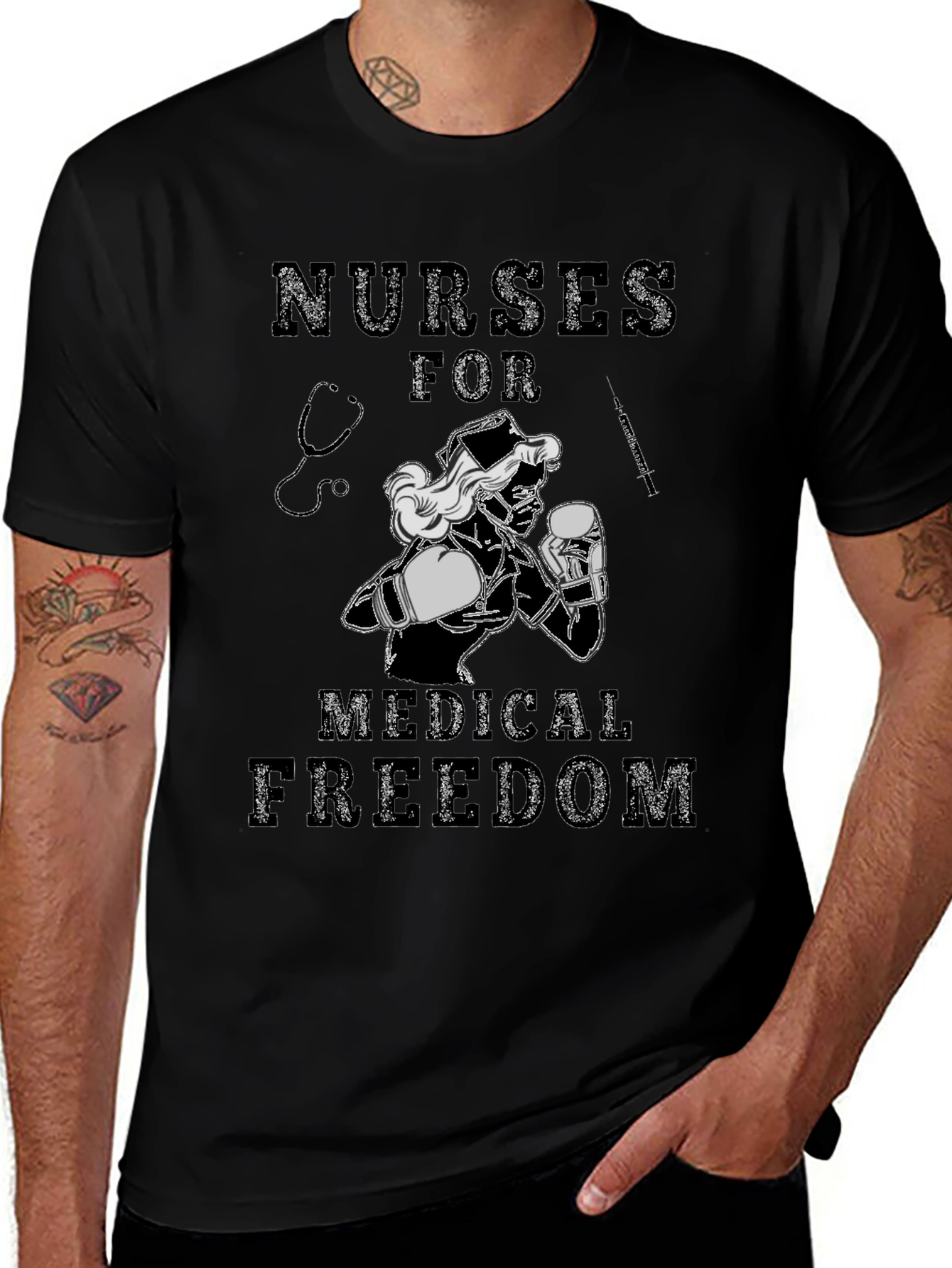 Variant 3 of Nurses for Medical Freedom Graphic T-Shirt