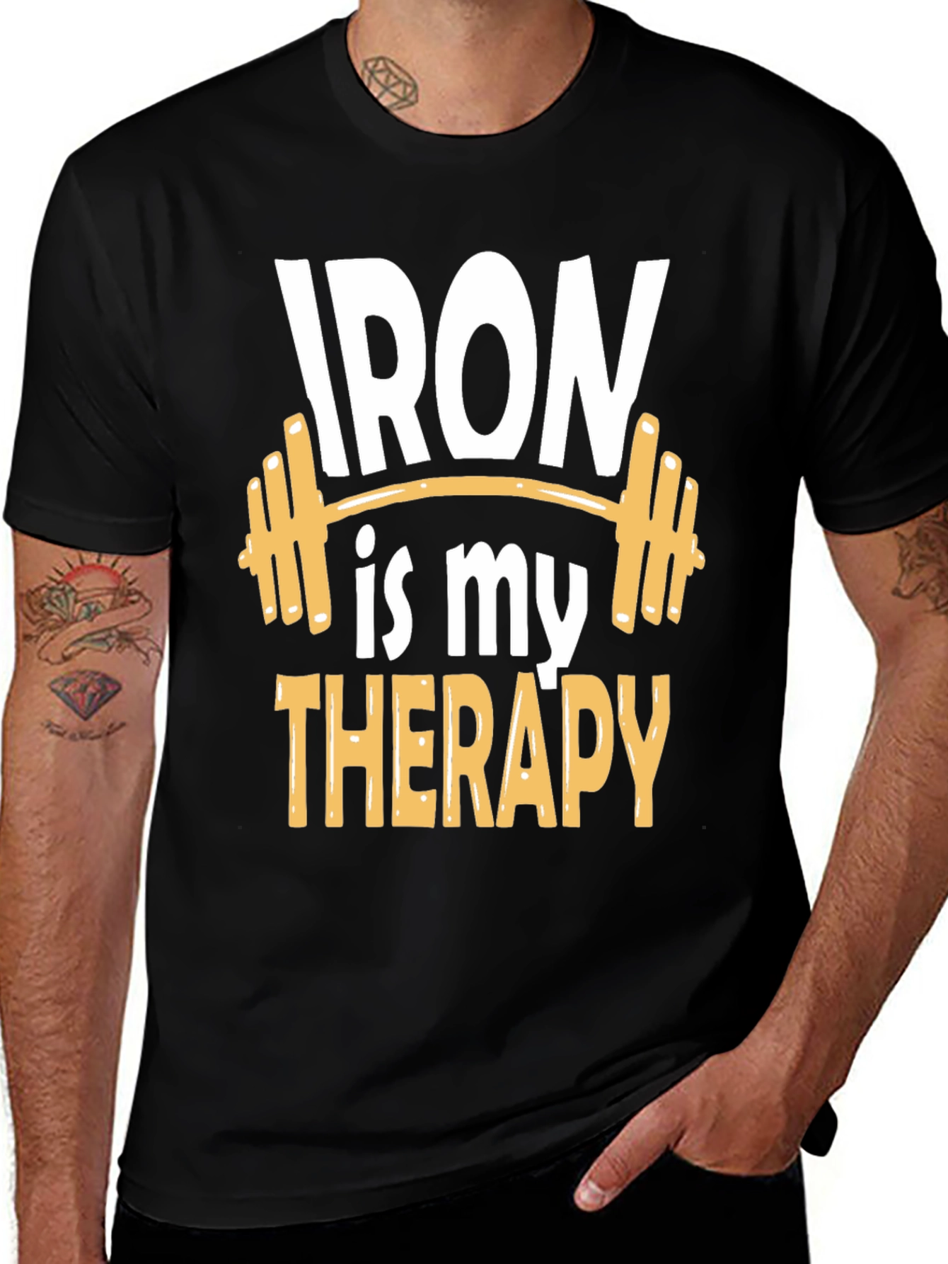 Iron is My Therapy Gym Workout Black T-Shirt