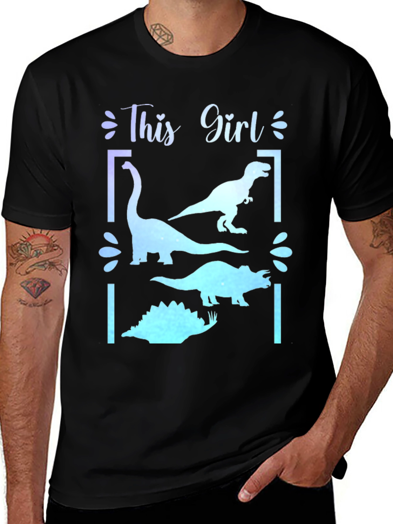 Variant 15 of Dinosaur Girl T-Shirt - Black