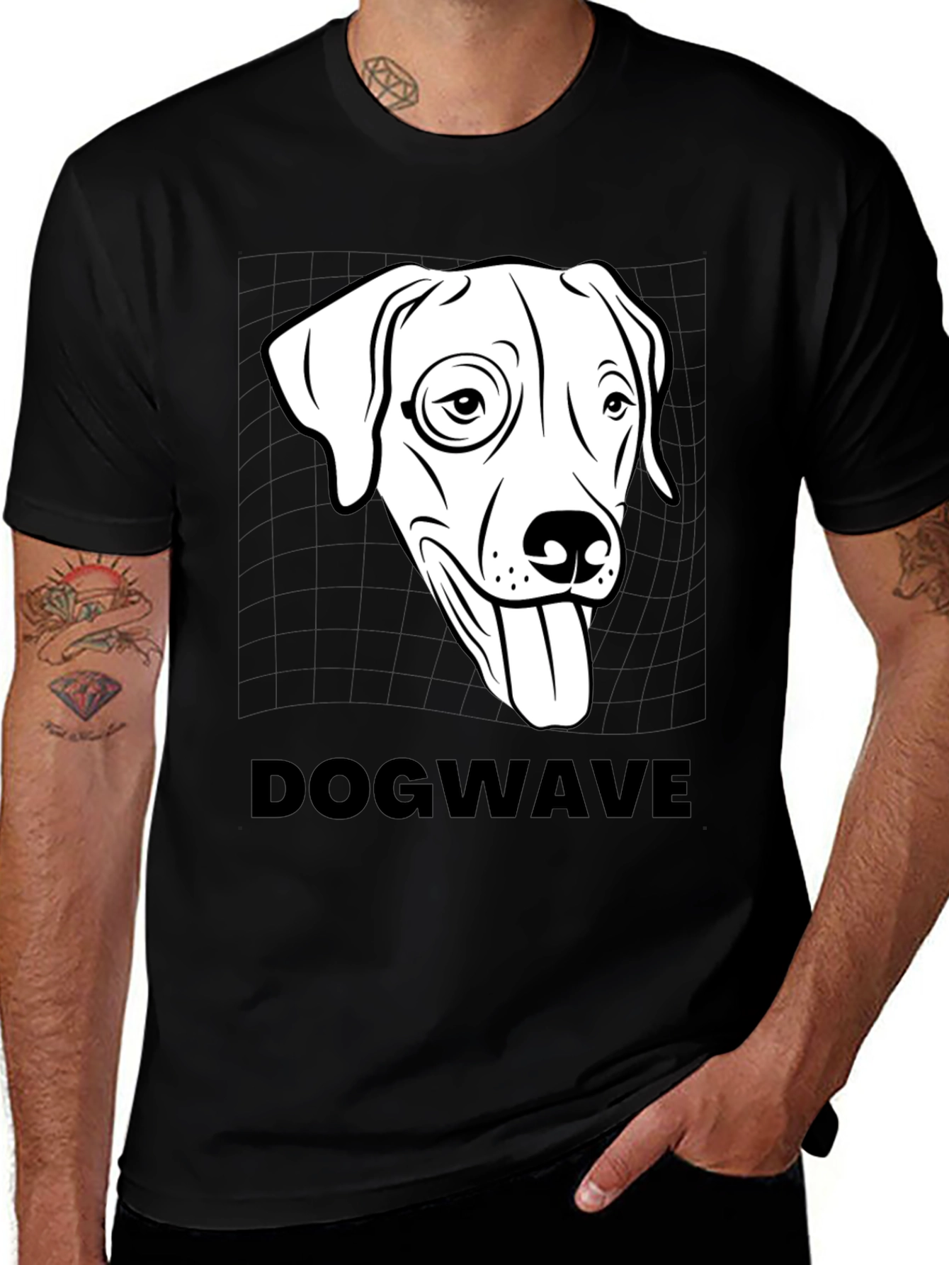 Black Dogwave Graphic Tee - Cool Canine T-Shirt main image