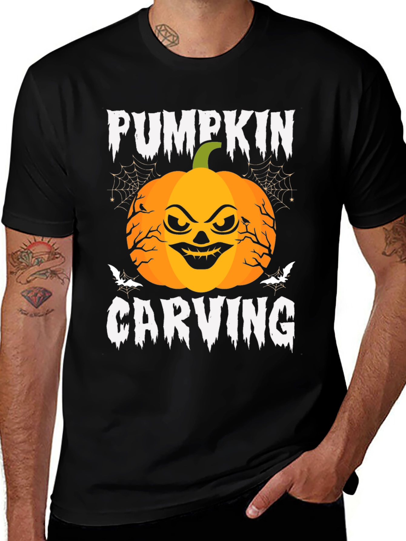 Pumpkin Carving Graphic T-Shirt - Halloween