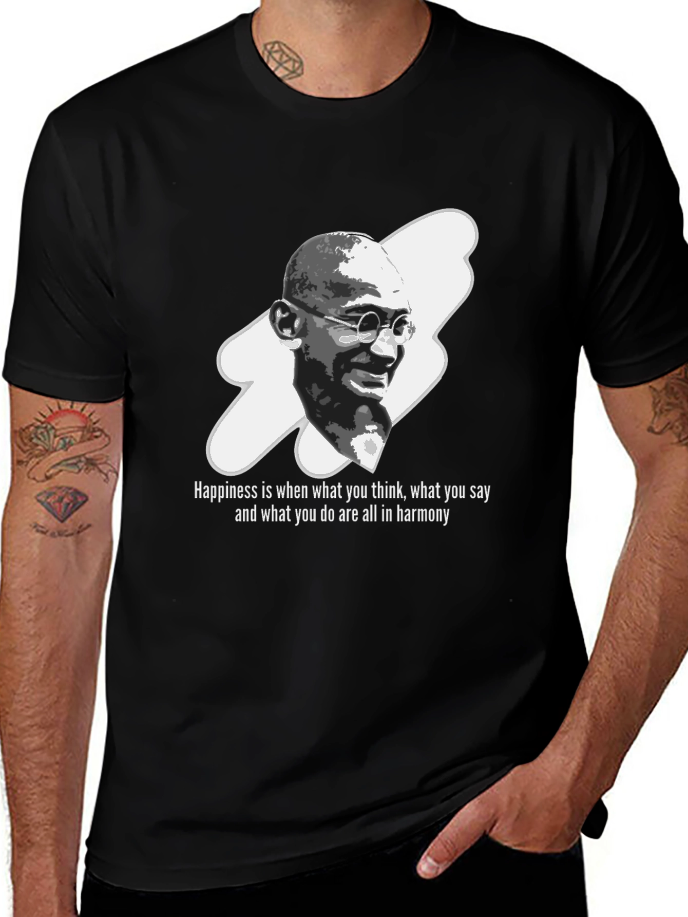 Variant 21 of Gandhi Quote Graphic Black T-Shirt