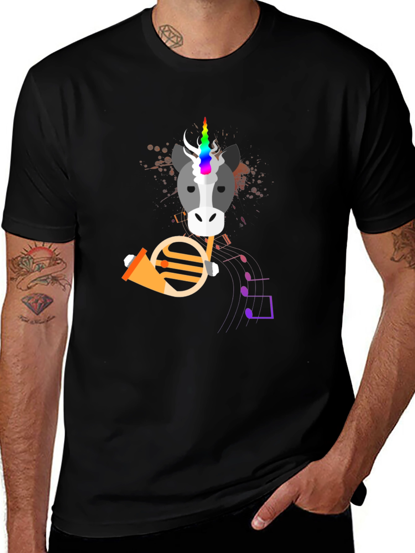 Variant 7 of Unicorn Horn T-Shirt - Musical Rainbow Unicorn