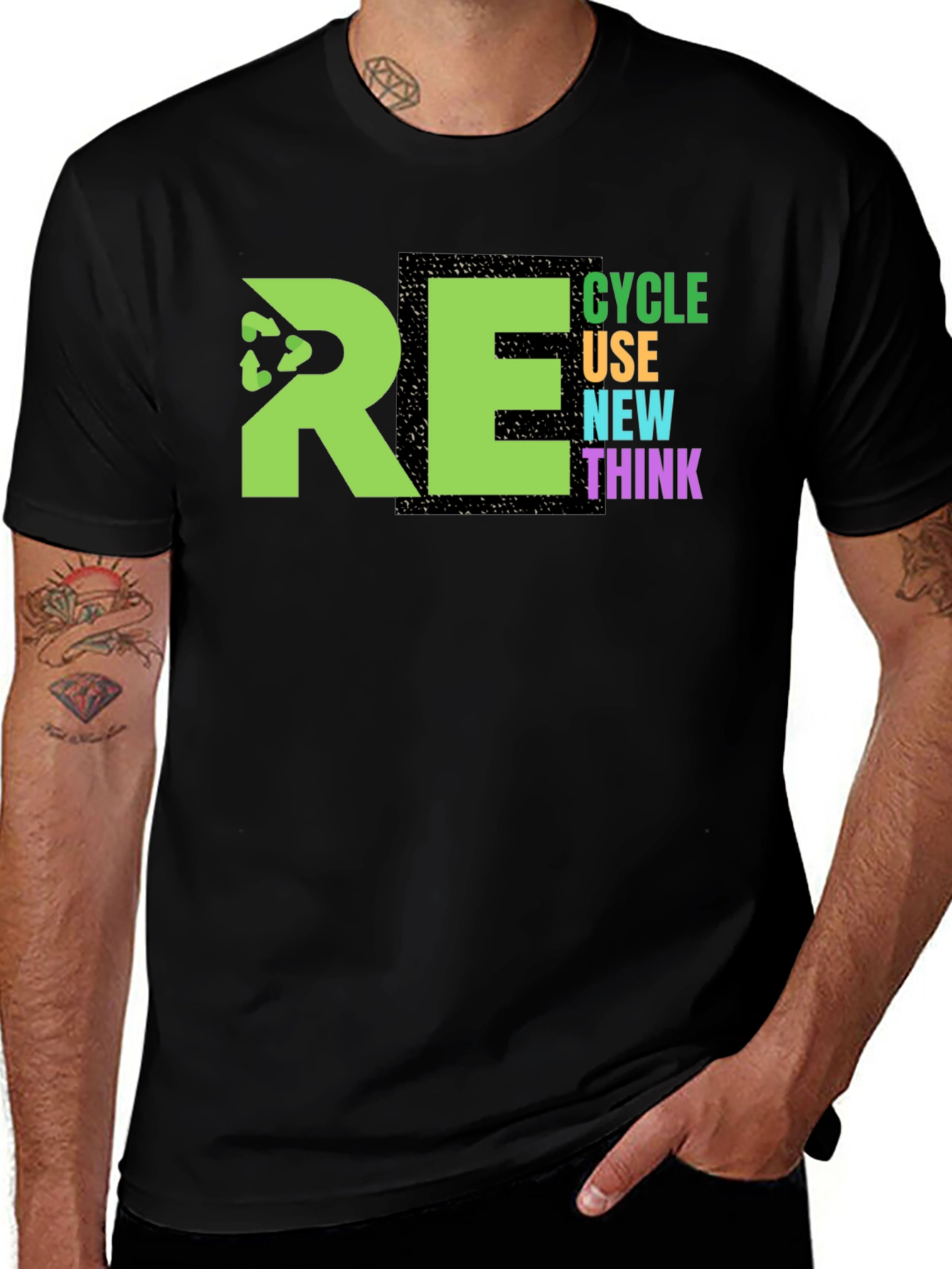 Eco-Friendly 'RE' Graphic Print T-Shirt