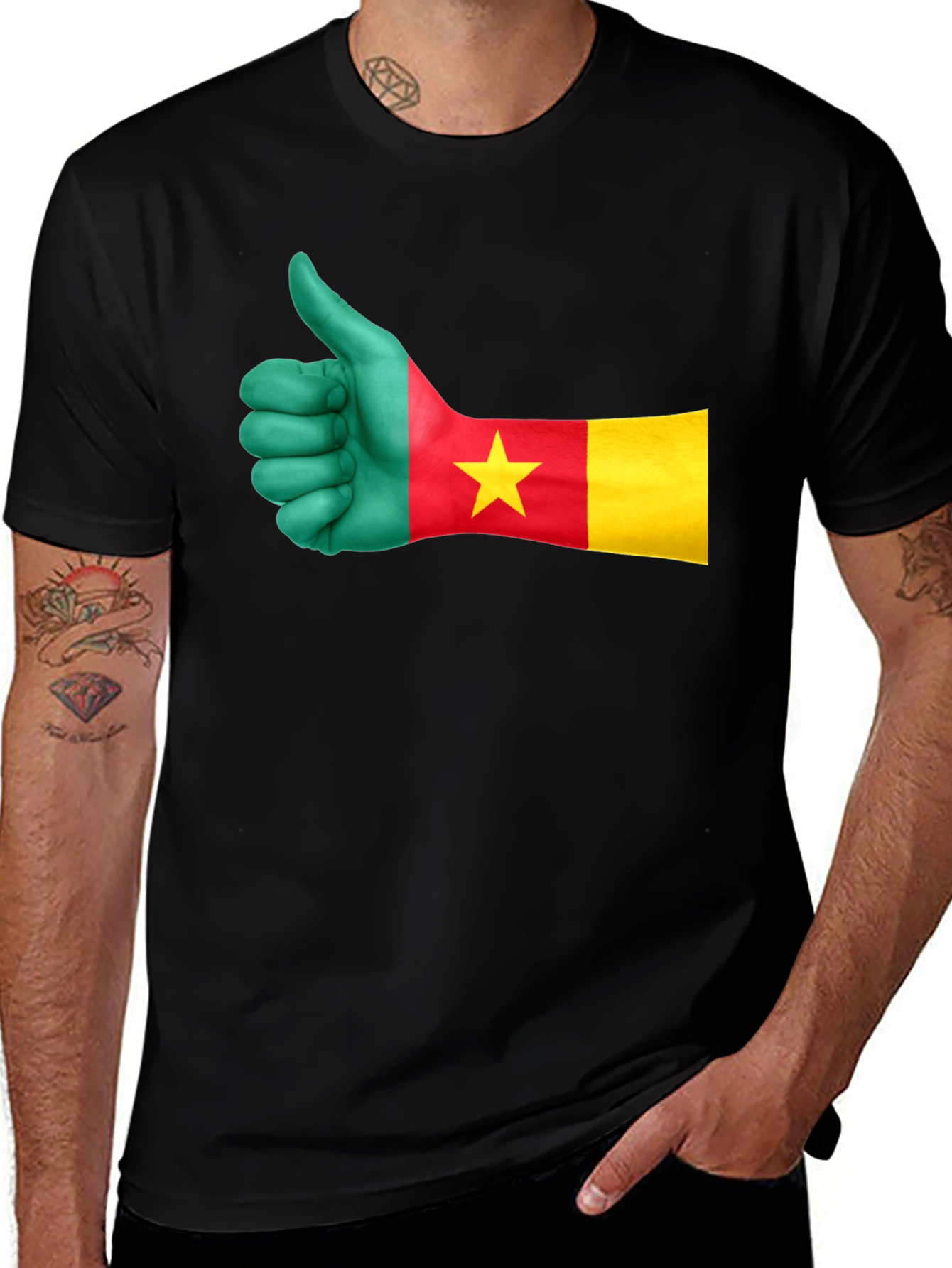 Variant 16 of Cameroon Flag Thumbs Up Graphic T-Shirt