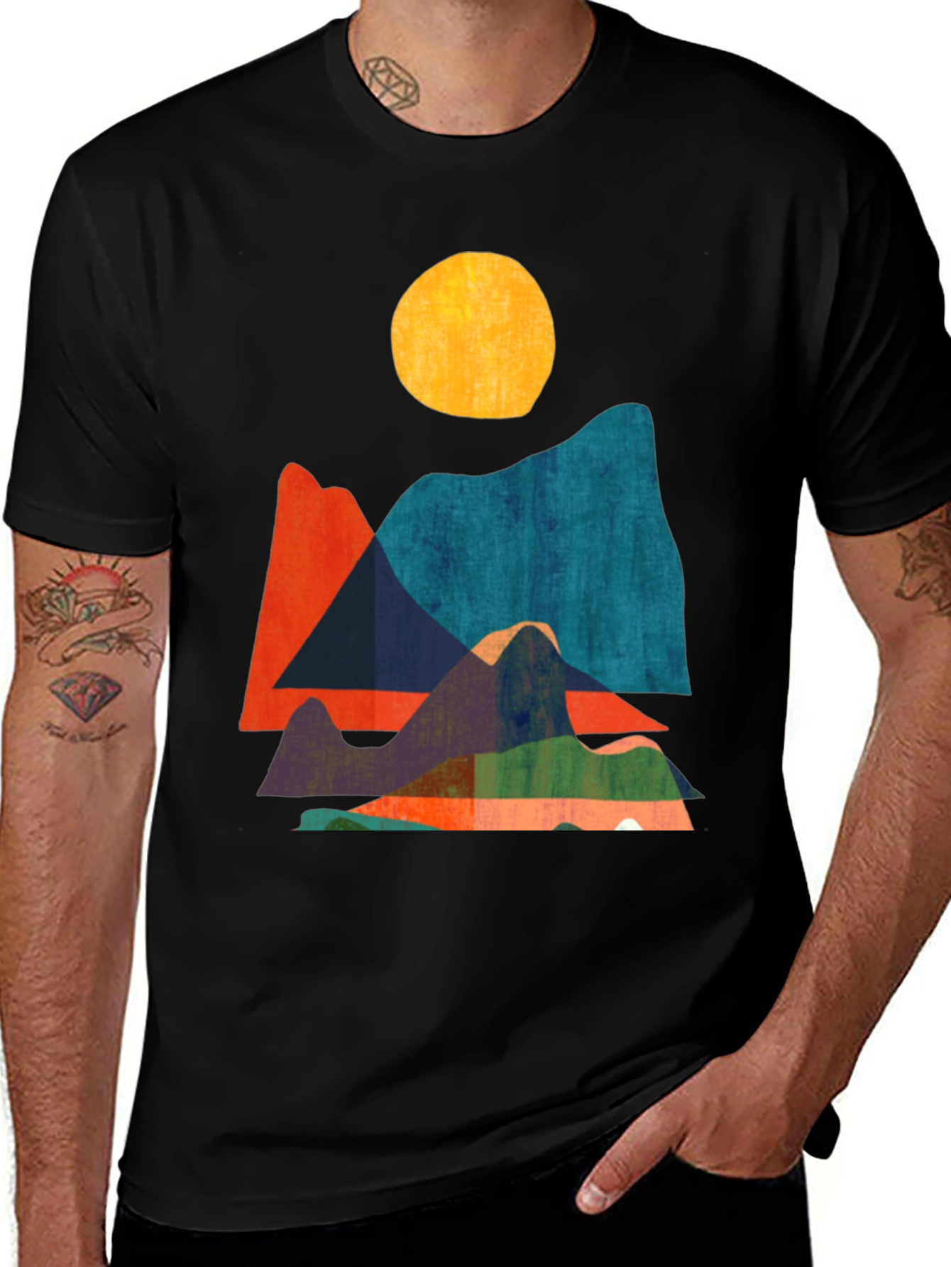 Variant 5 of Abstract Mountain Graphic Tee - Modern Design