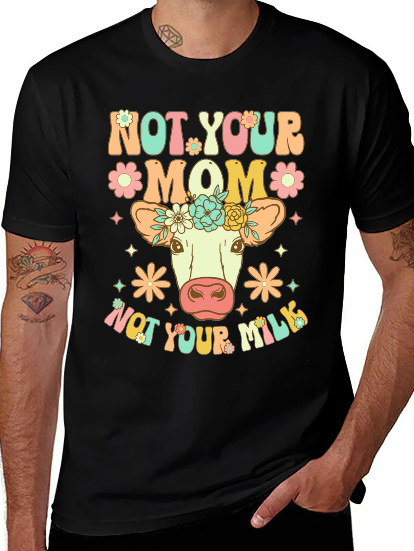 Black Not Your Mom, Not Your Milk Vegan T-Shirt main image