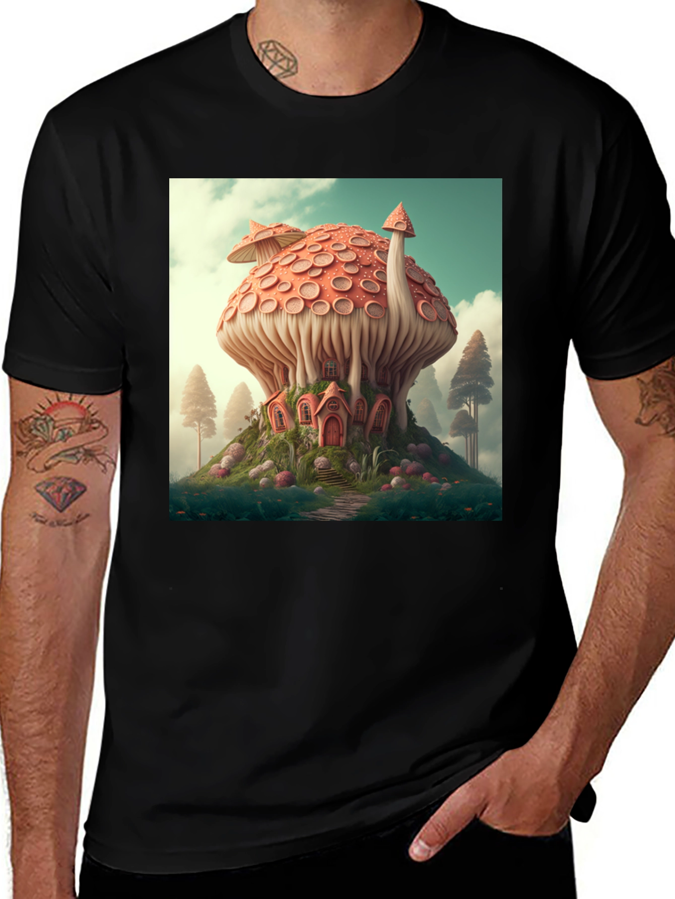 Variant 11 of Mushroom House Graphic Tee