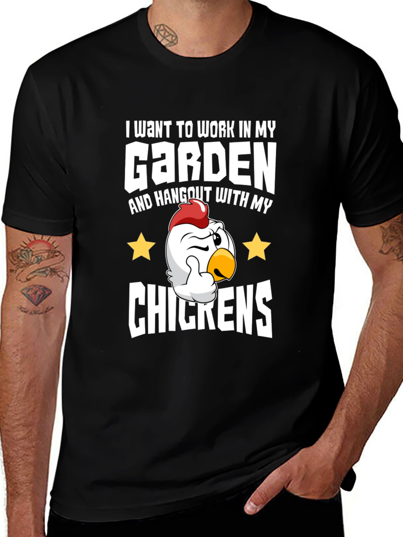 Variant 2 of Garden & Chicken T-Shirt - I Want to Work in My Garden