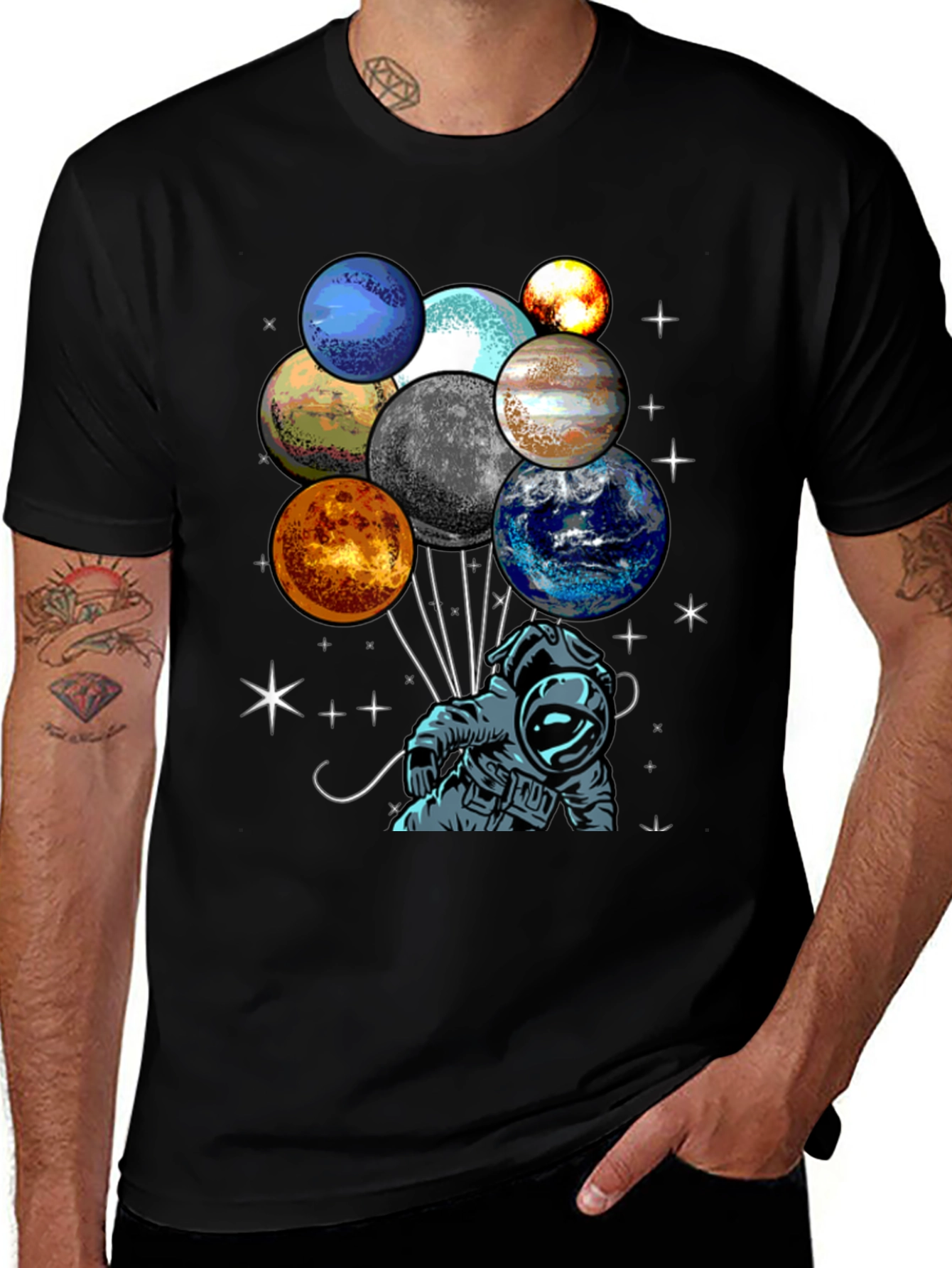Variant 25 of Astronaut Planet Balloons Graphic Tee