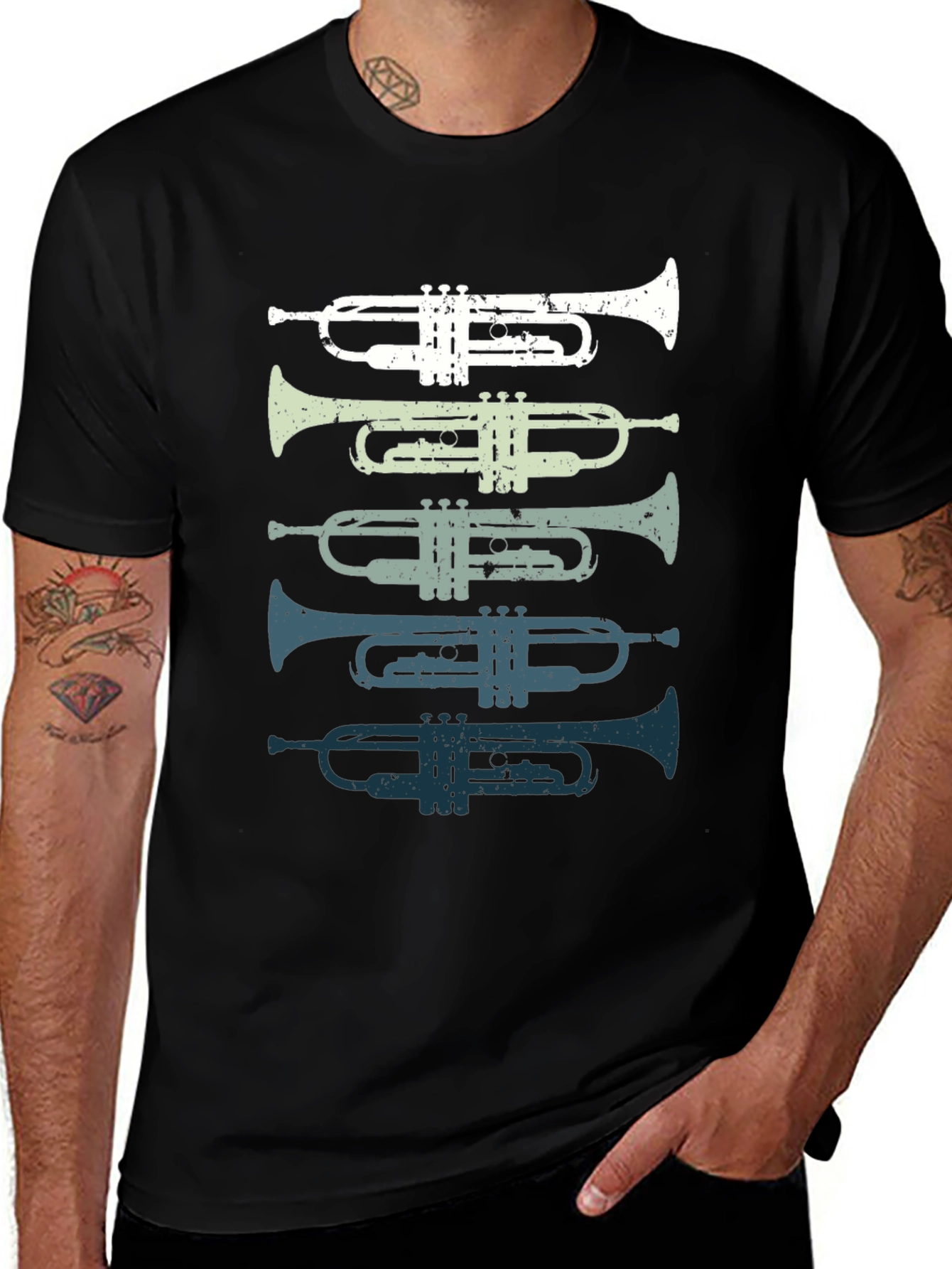 Variant 4 of Trumpet Stack Graphic Tee - Musician T-Shirt
