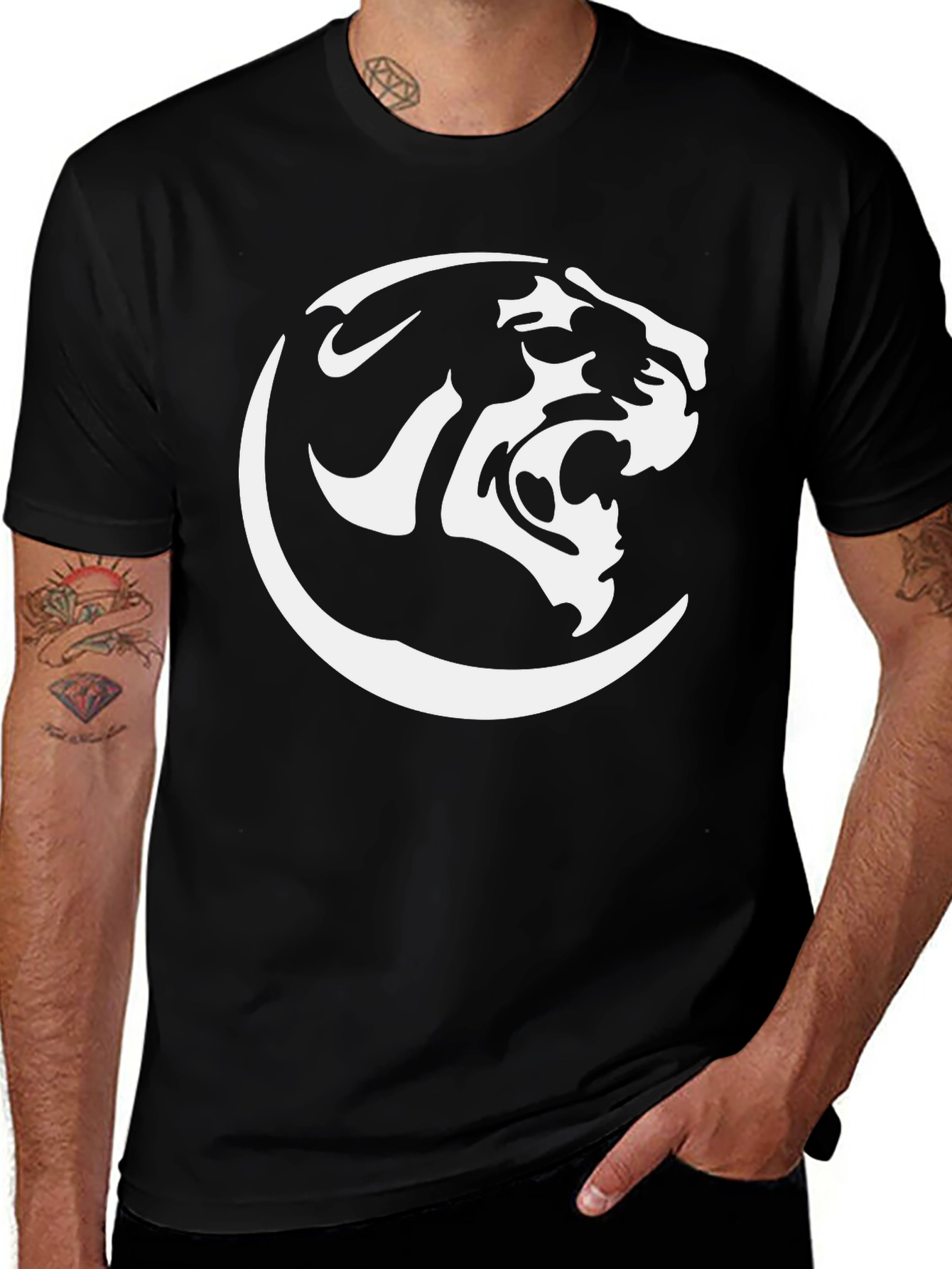 Variant 12 of Black Tee with Bold Tiger Graphic