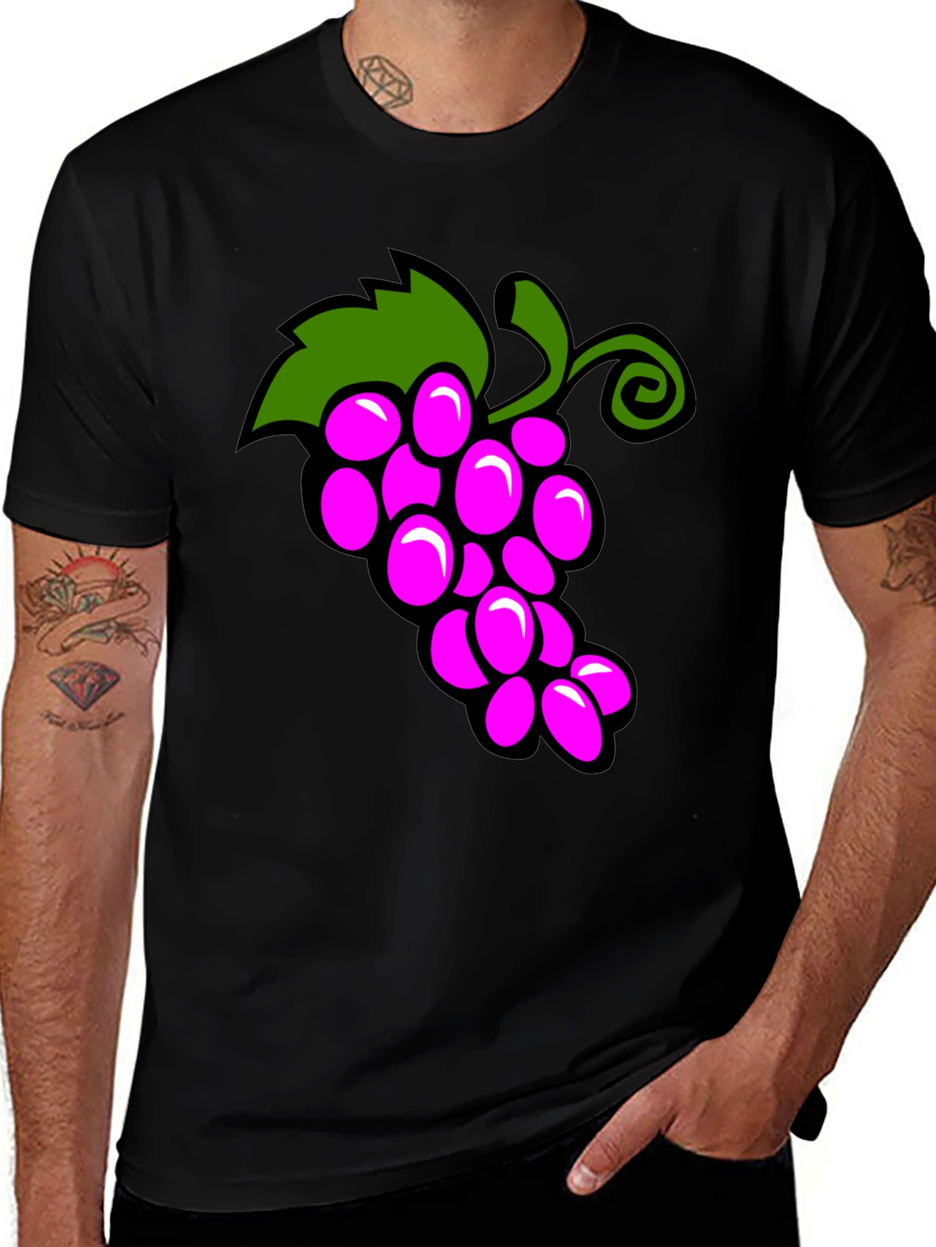 Variant 16 of Funny Grapes Graphic Black T-Shirt