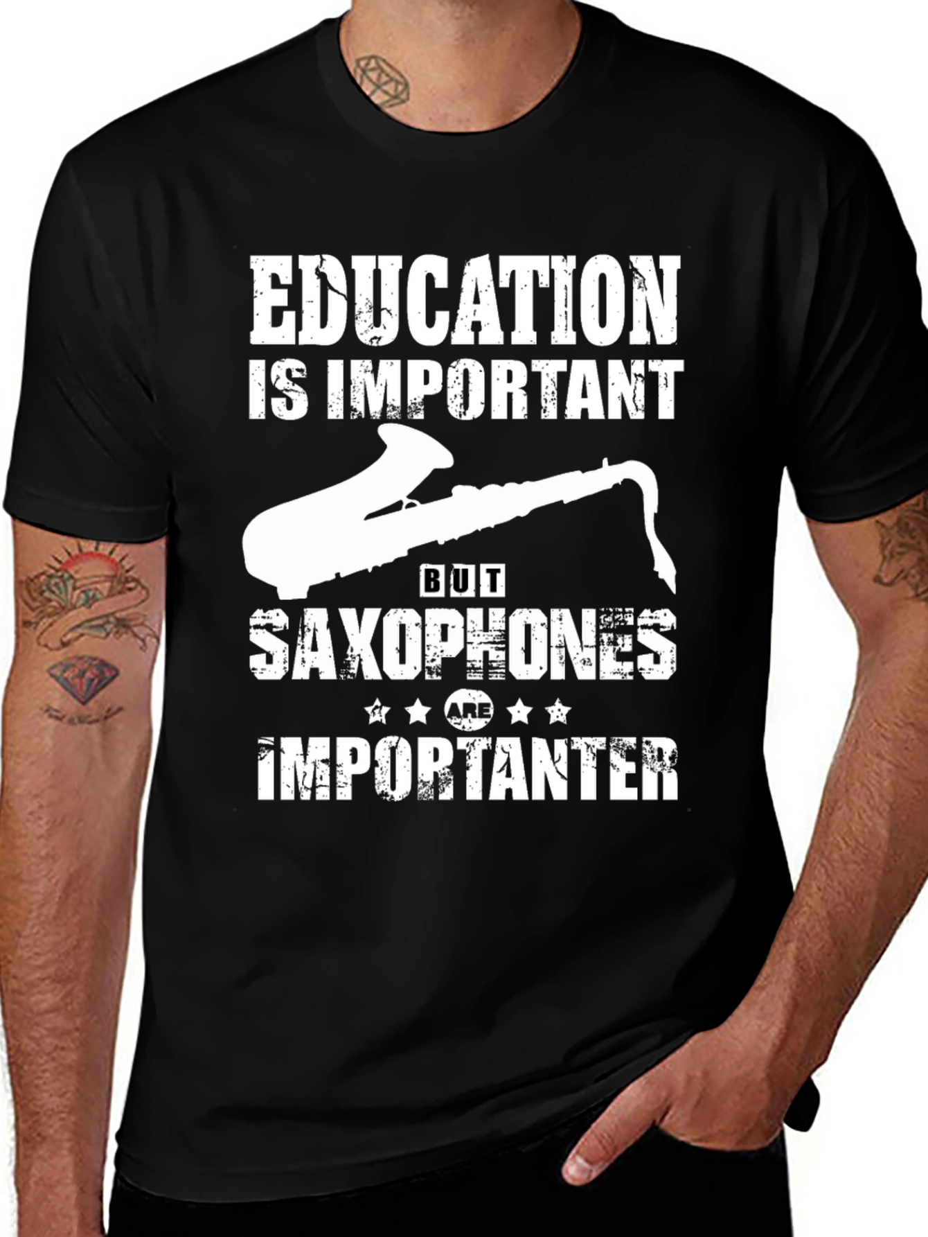 Variant 2 of Saxophone Humor T-Shirt: Education is Important Tee