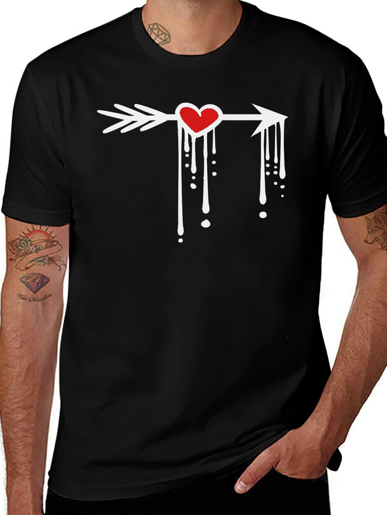 Variant 6 of Heart Arrow Graphic Tee - Black Casual Shirt