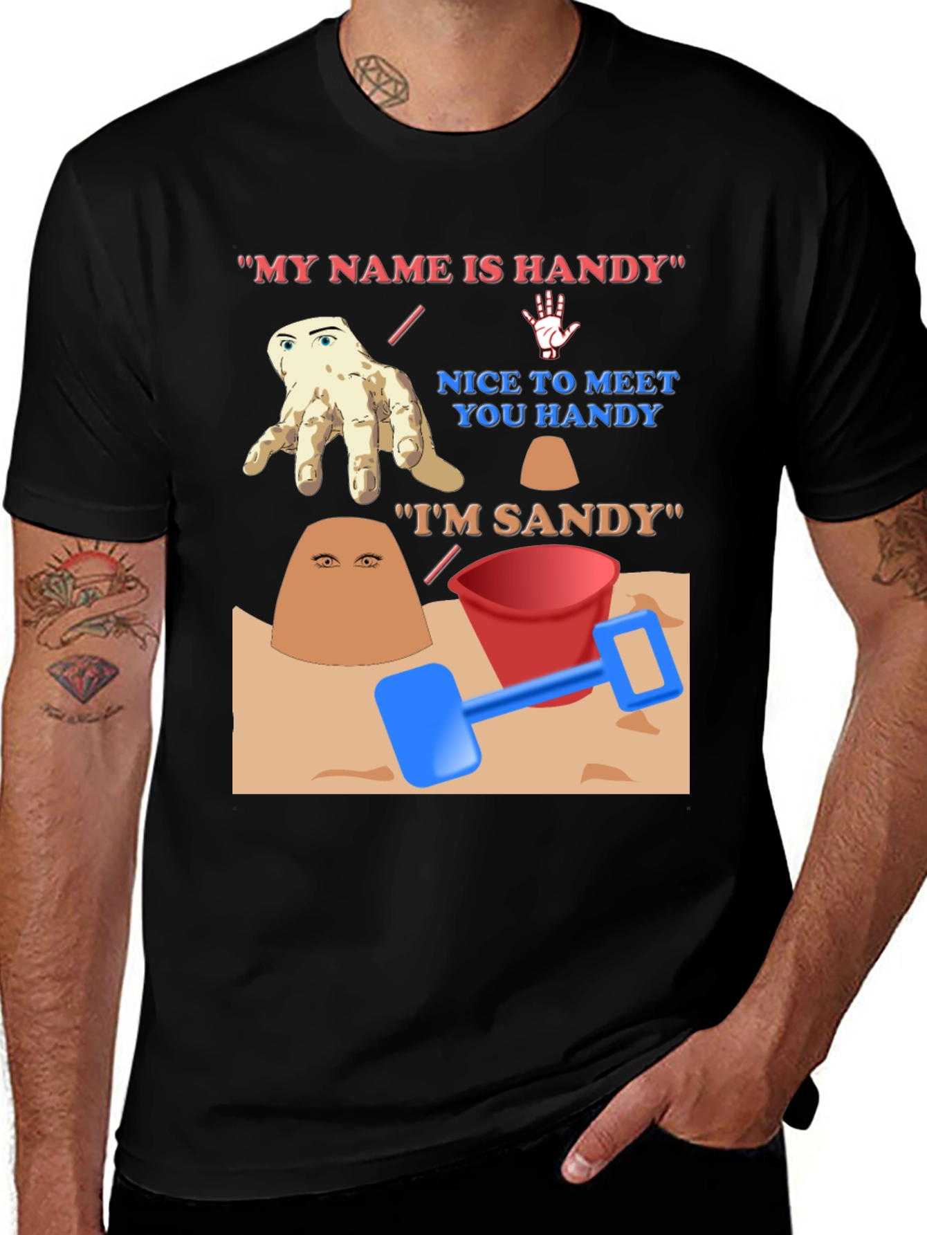 Variant 14 of Funny "Handy and Sandy" Graphic T-Shirt