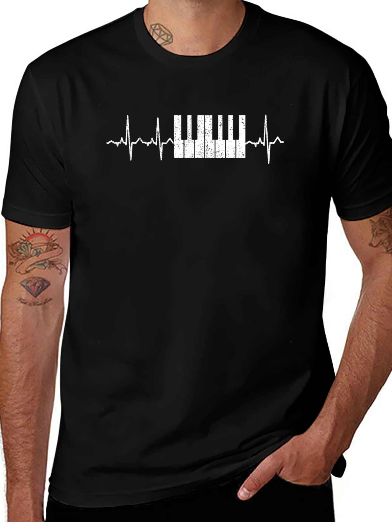 Variant 4 of Piano Heartbeat Graphic Tee - Music Lover T-Shirt