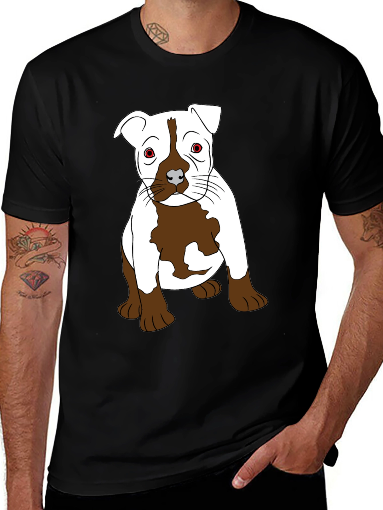 Variant 7 of Pitbull Puppy Graphic T-Shirt - Black