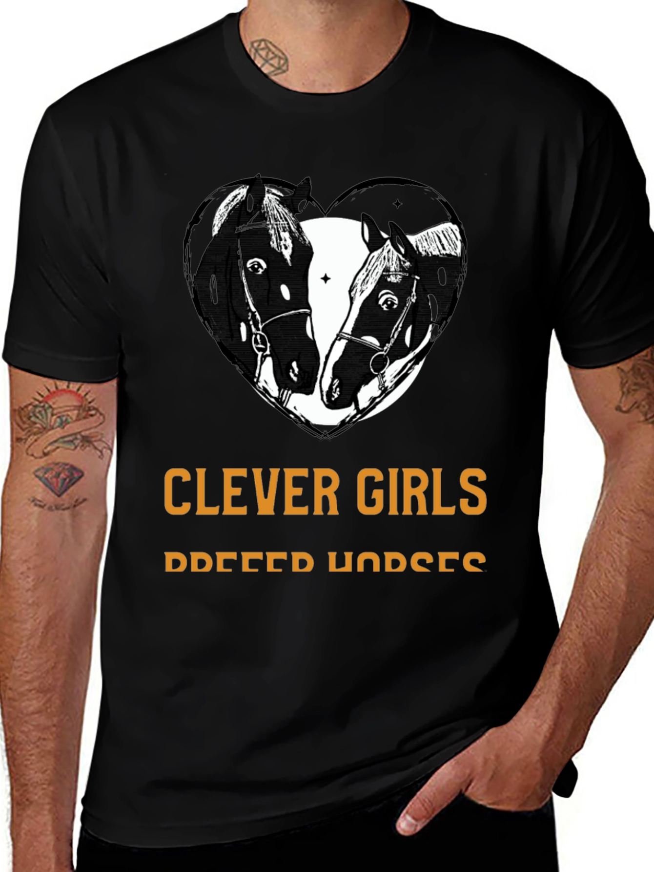Variant 18 of Clever Girls Breed Horses Black T-Shirt
