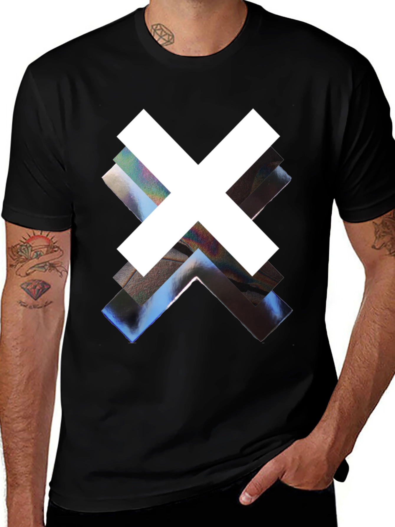 Variant 27 of Abstract Graphic Print Black Crew Neck Tee