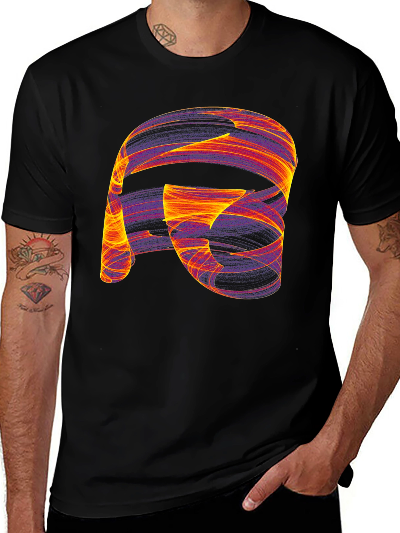 Variant 4 of Abstract Swirl Graphic Black T-Shirt