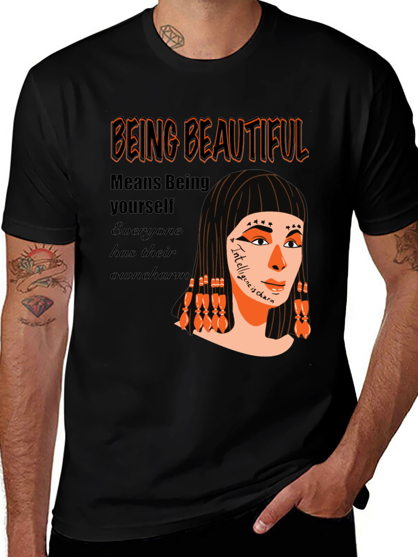 Variant 4 of Unique Graphic T-Shirt - "Being Beautiful" Design