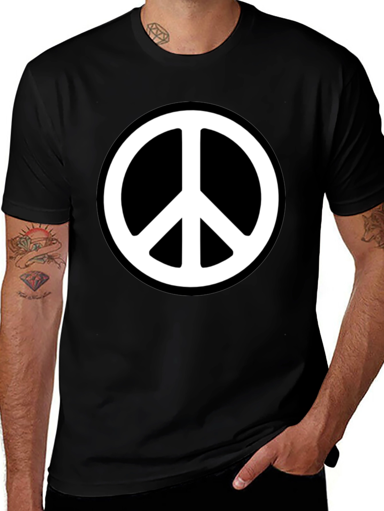 Variant 15 of Peace Sign Graphic Black T-Shirt