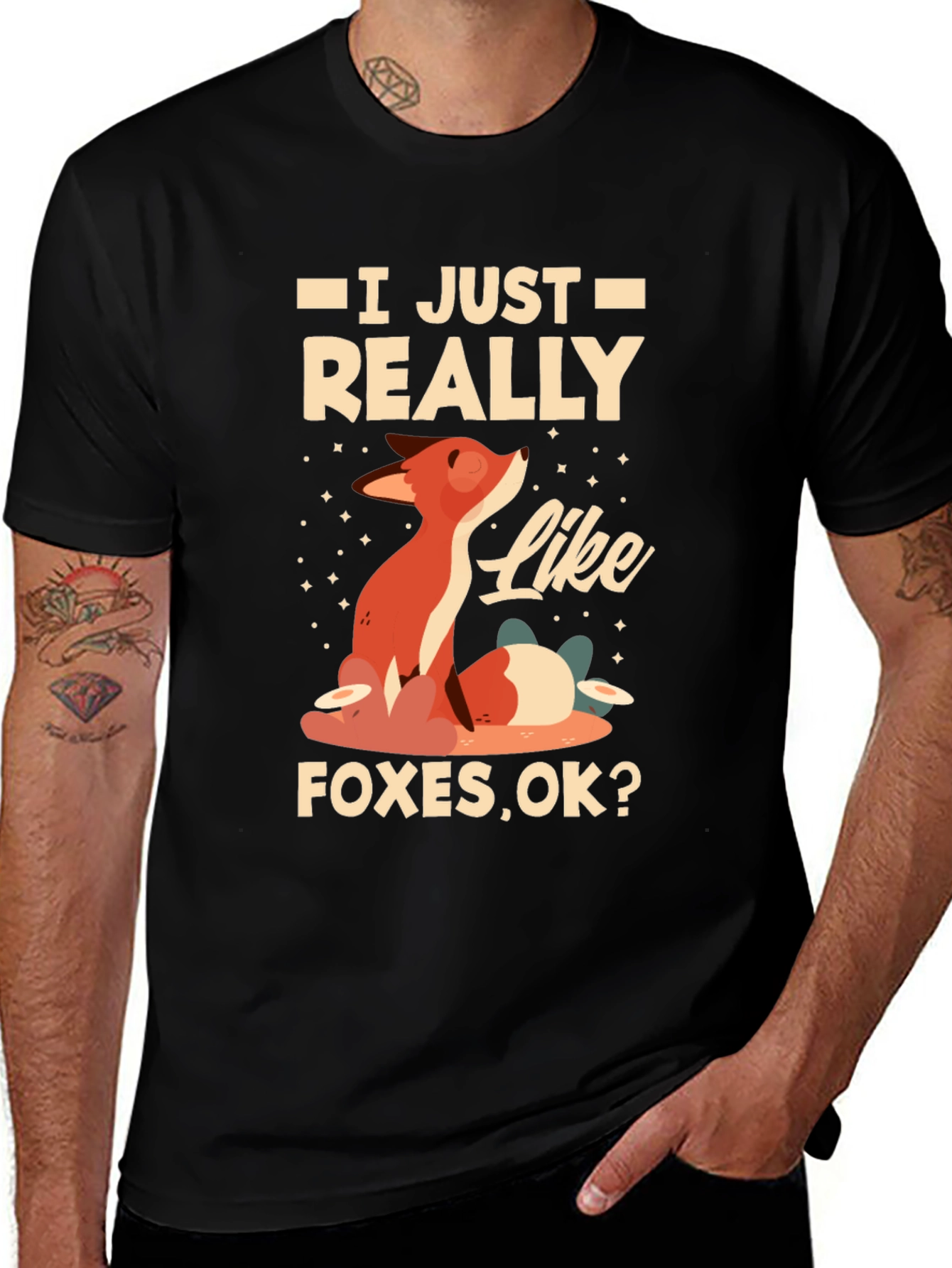 Black I Just Really Like Foxes T-Shirt main image