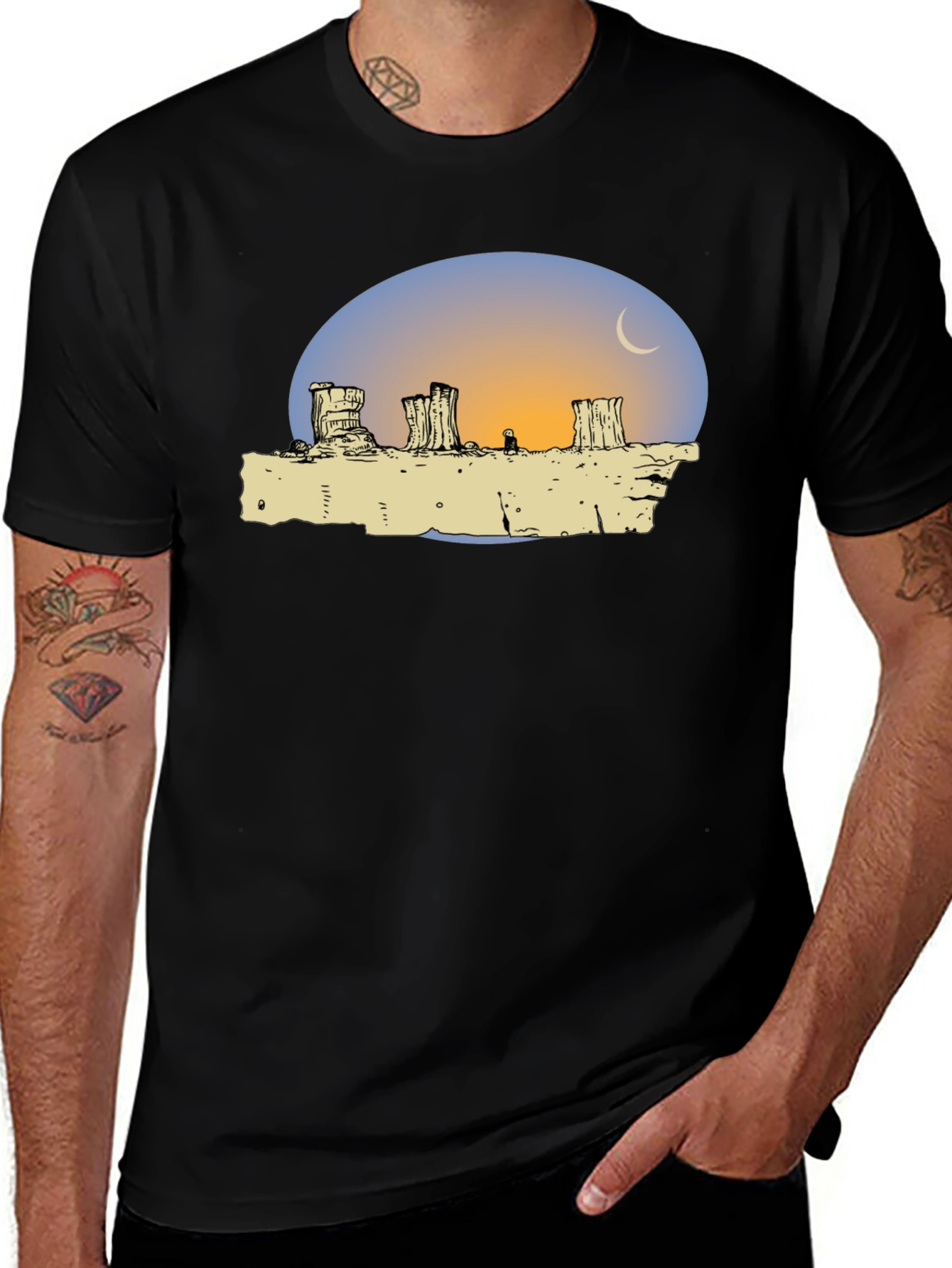 Variant 18 of Desert Moon T-Shirt - Graphic Tee for Men