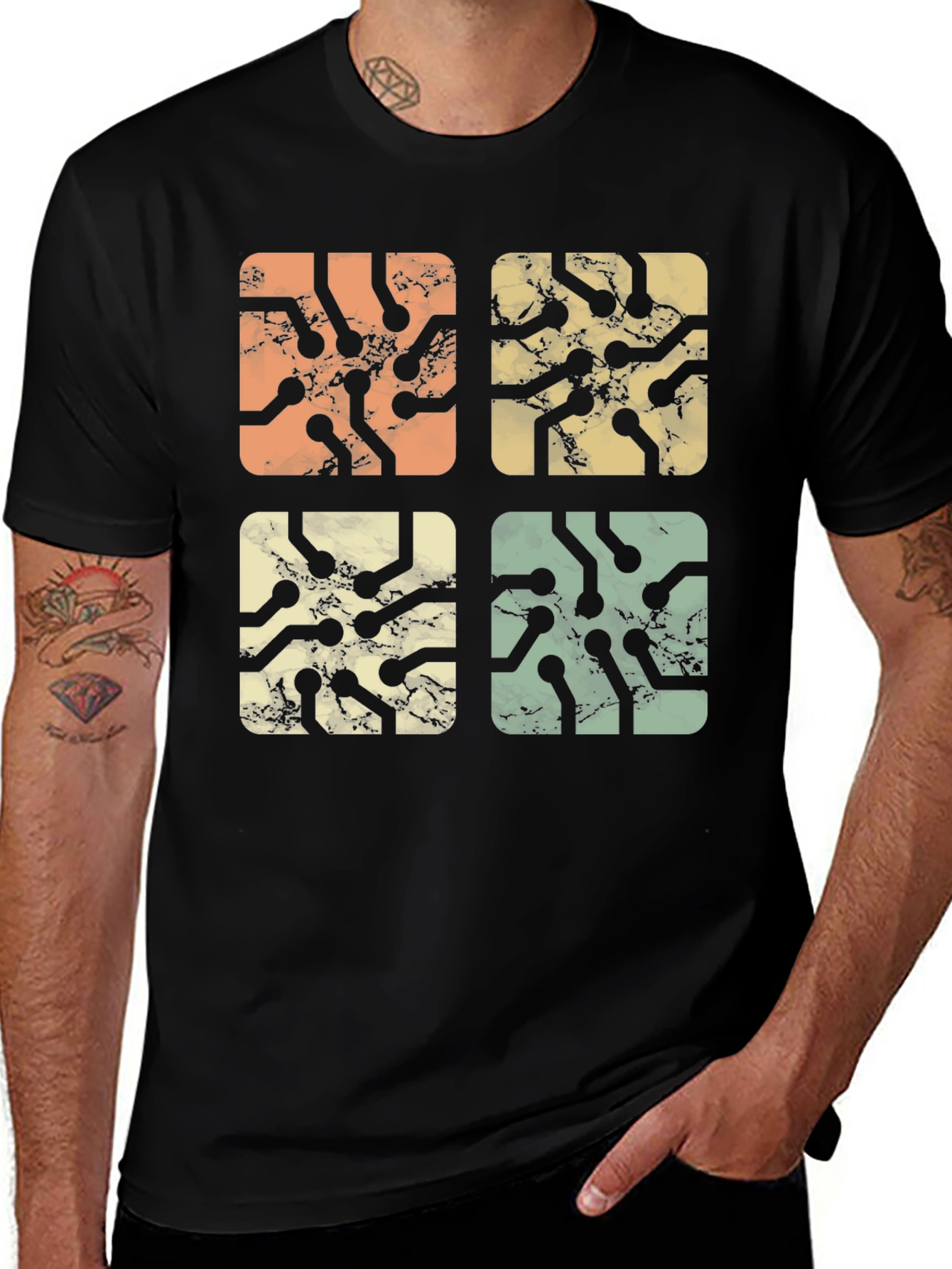 Variant 9 of Retro Circuit Board Tee - Black Casual Shirt