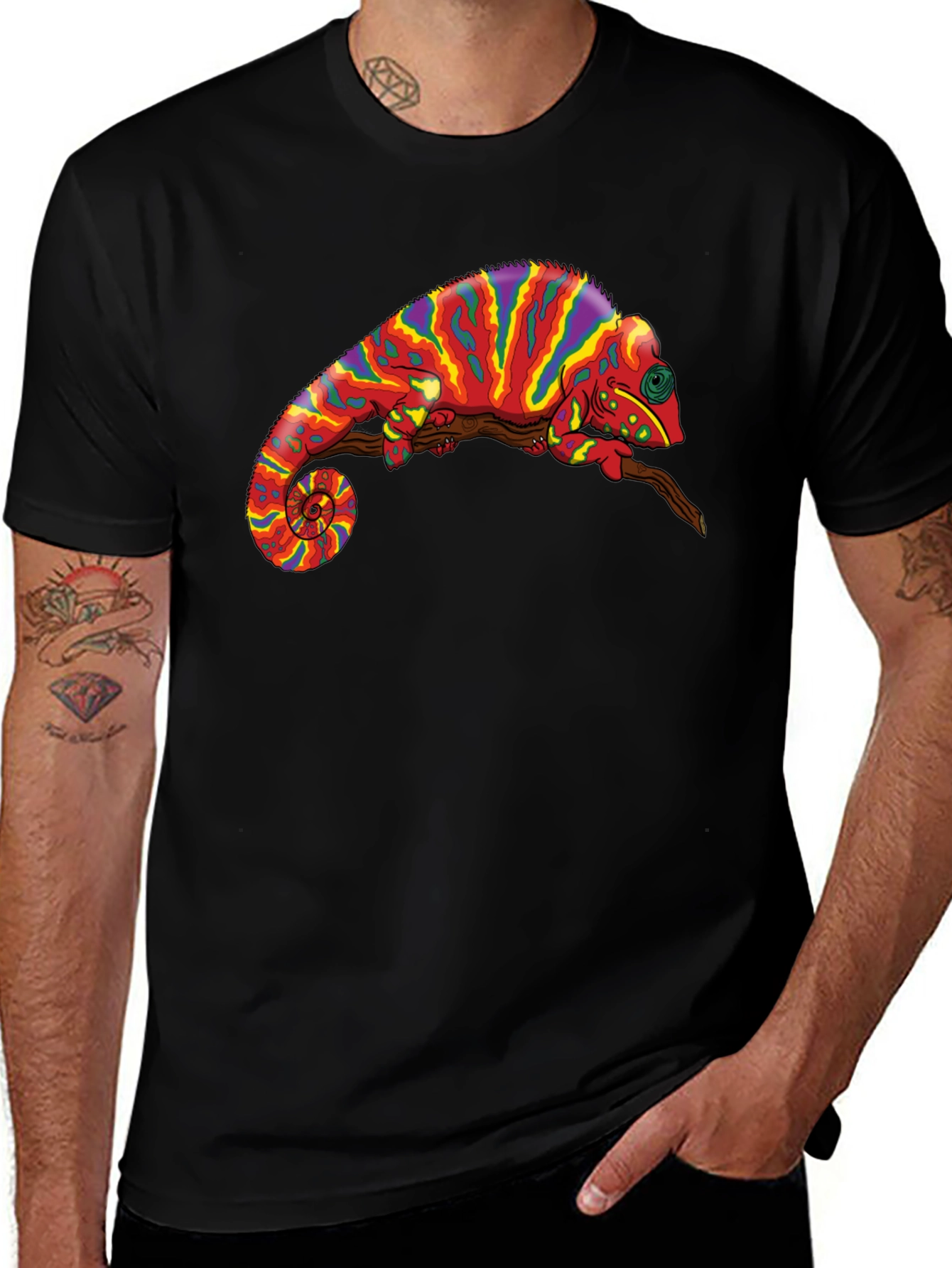 Variant 8 of Psychedelic Chameleon Graphic Tee