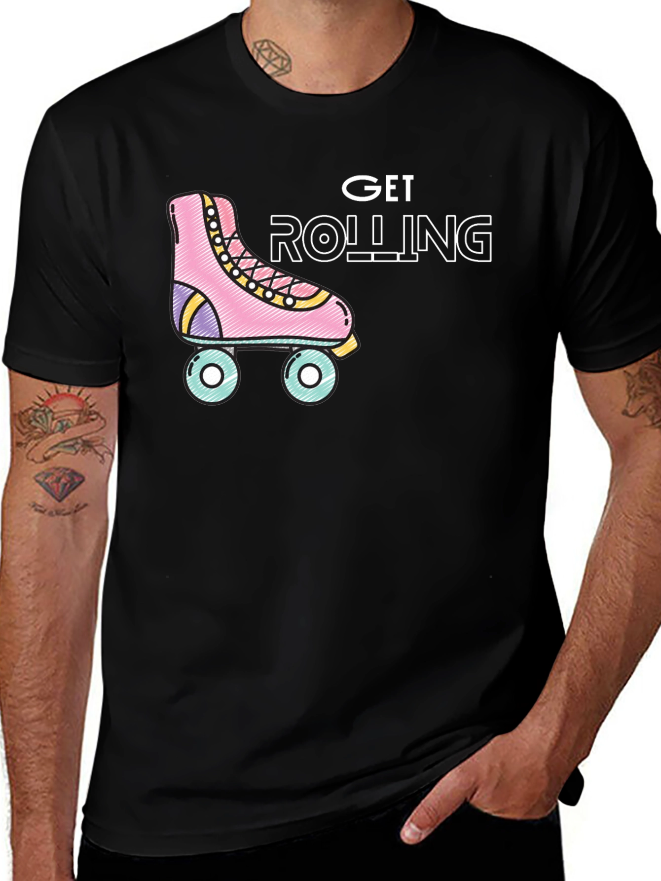 Variant 25 of Get Rolling T-Shirt with Retro Roller Skate Design