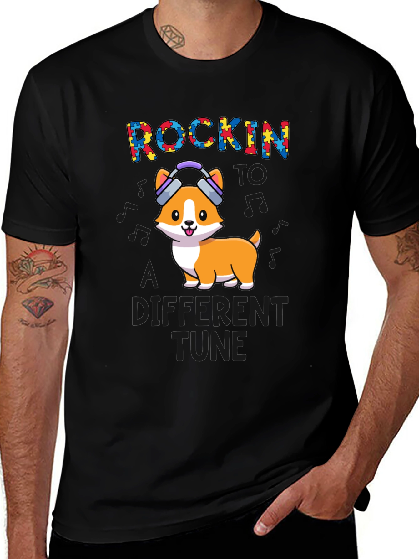 Variant 8 of Rockin' to a Different Tune Autism Awareness T-Shirt