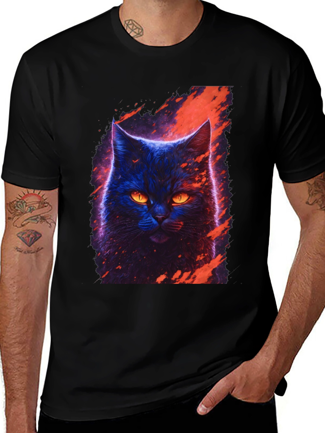 Variant 3 of Cyberpunk Cat T-Shirt - Artistic Graphic Tee