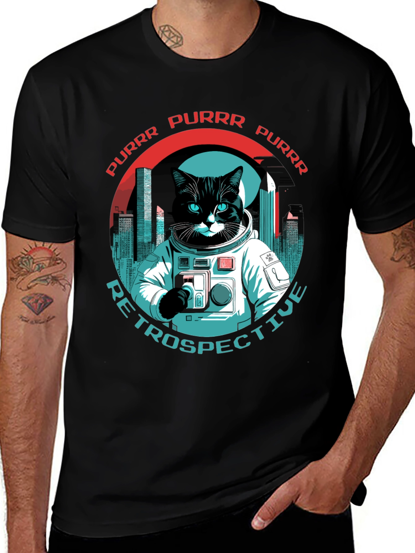 Variant 9 of Cat Astronaut T-Shirt - Purrr Retrospective Tee