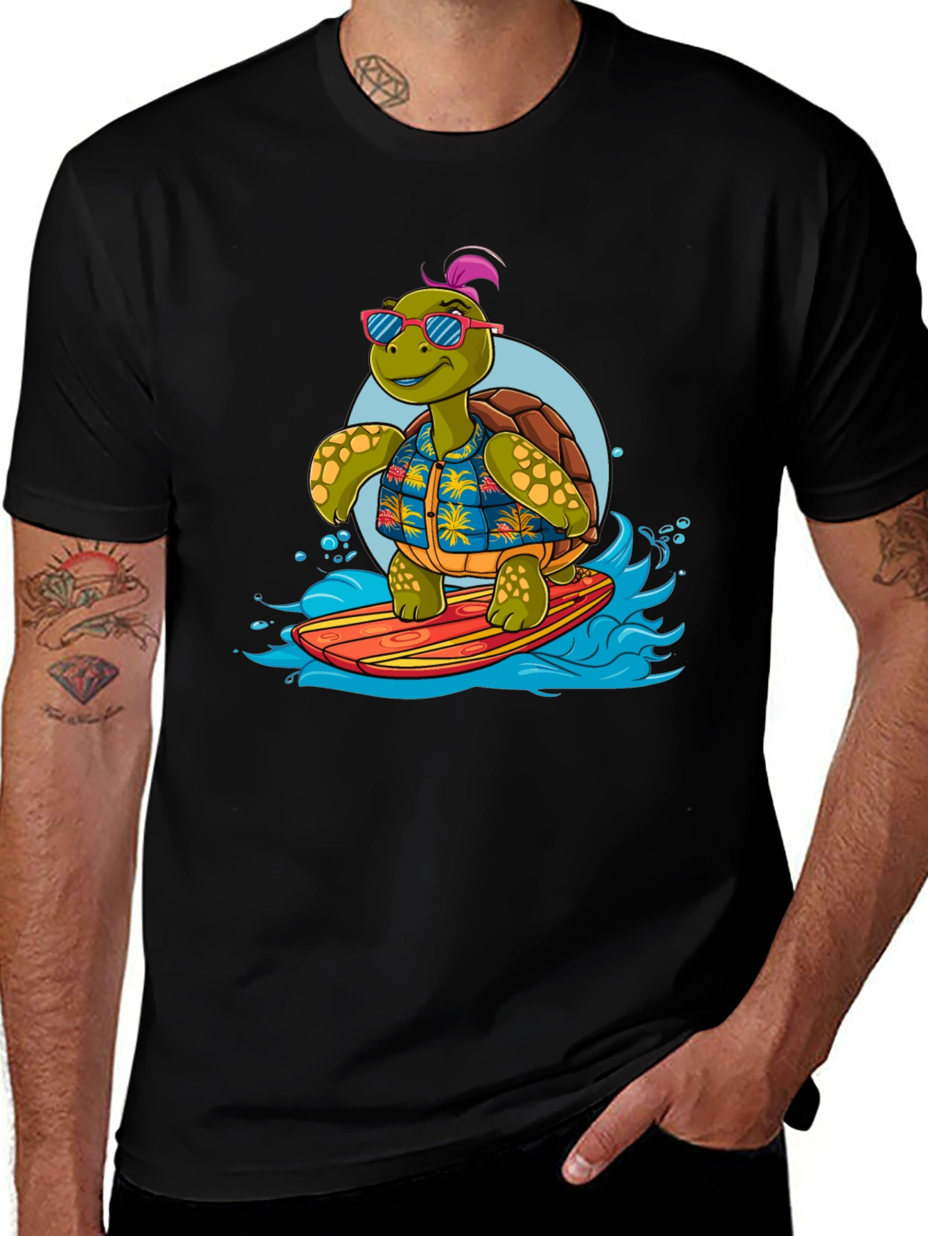 Variant 13 of Surfing Turtle Graphic T-Shirt