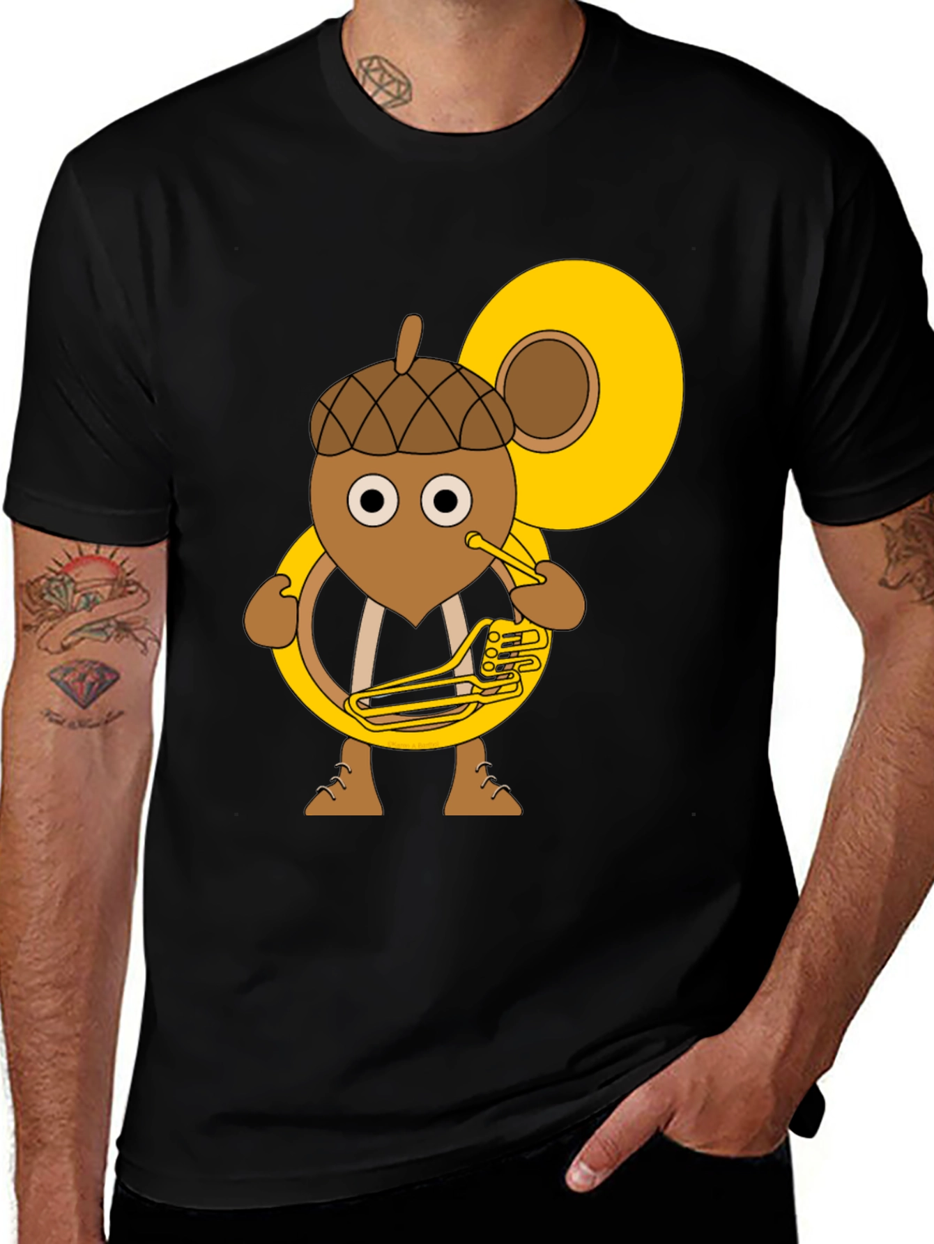 Variant 26 of Acorn Tuba Player Black T-Shirt