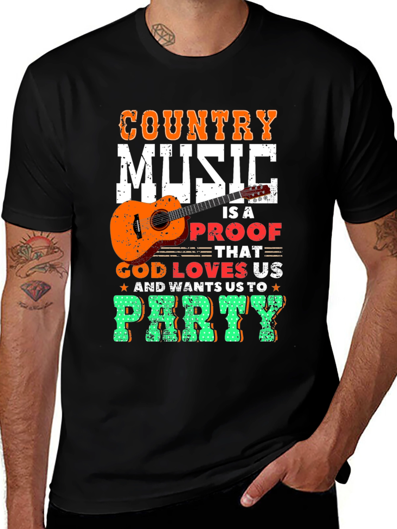 Variant 15 of Country Music Party T-Shirt - God Loves Us