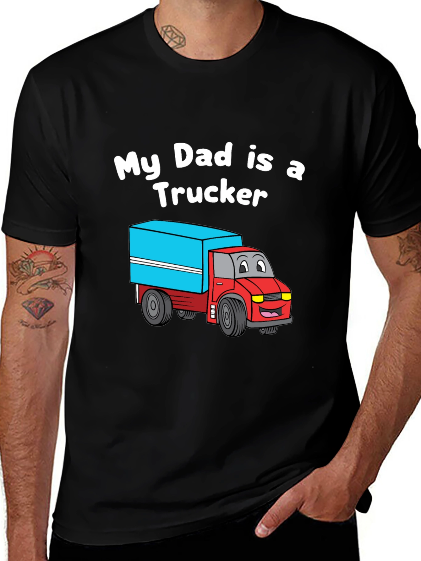 My Dad is a Trucker T-Shirt - Cartoon Truck Design