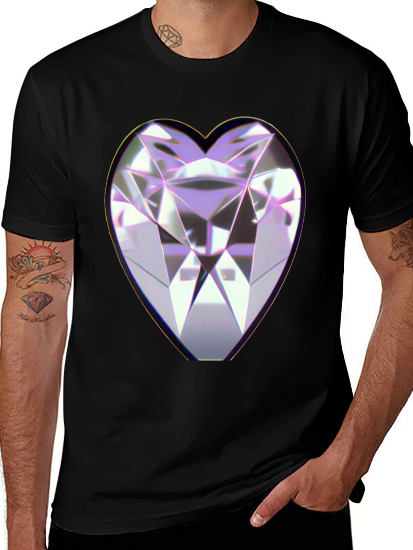 Variant 15 of Heart Diamond Graphic Black Tee