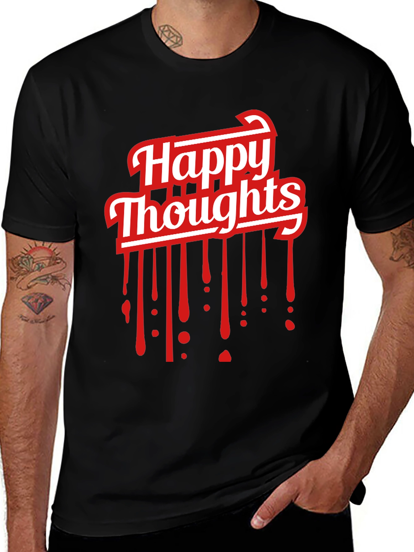 Variant 28 of Happy Thoughts Graphic T-Shirt - Black