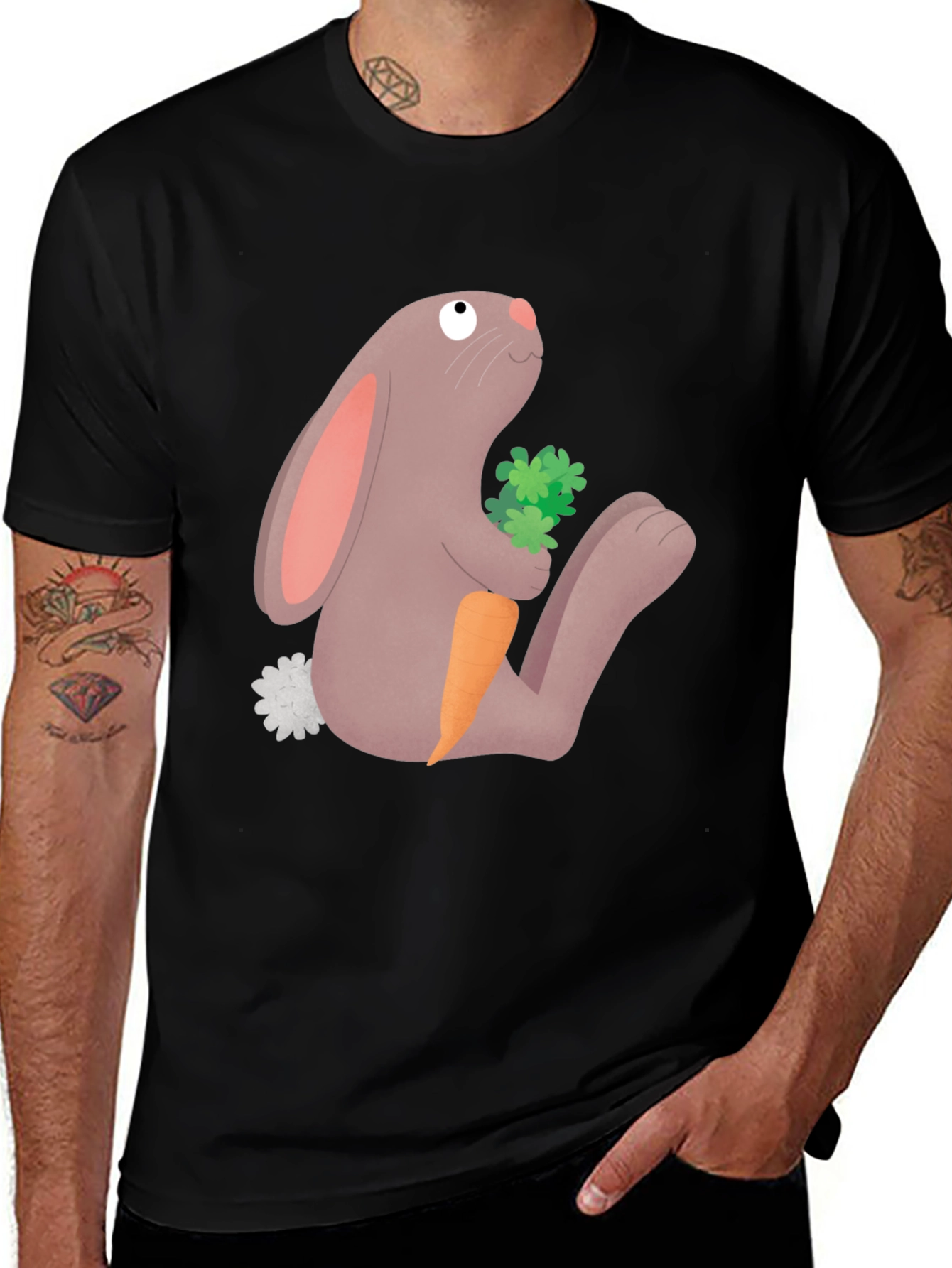 Variant 7 of Bunny & Carrot Graphic Tee - Comfy Casual Style