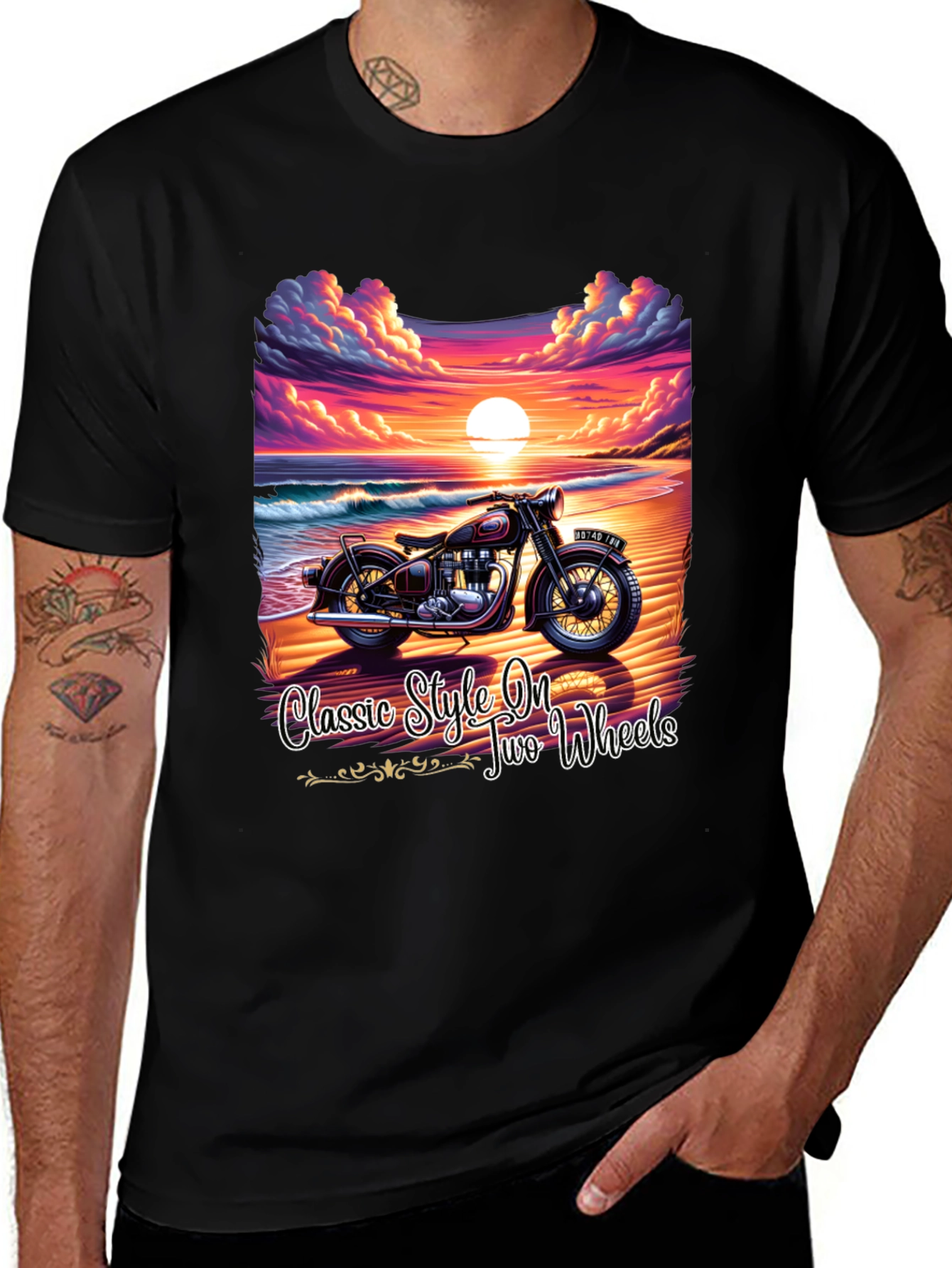 Variant 30 of Motorcycle Graphic Tee - Classic Style on Two Wheels