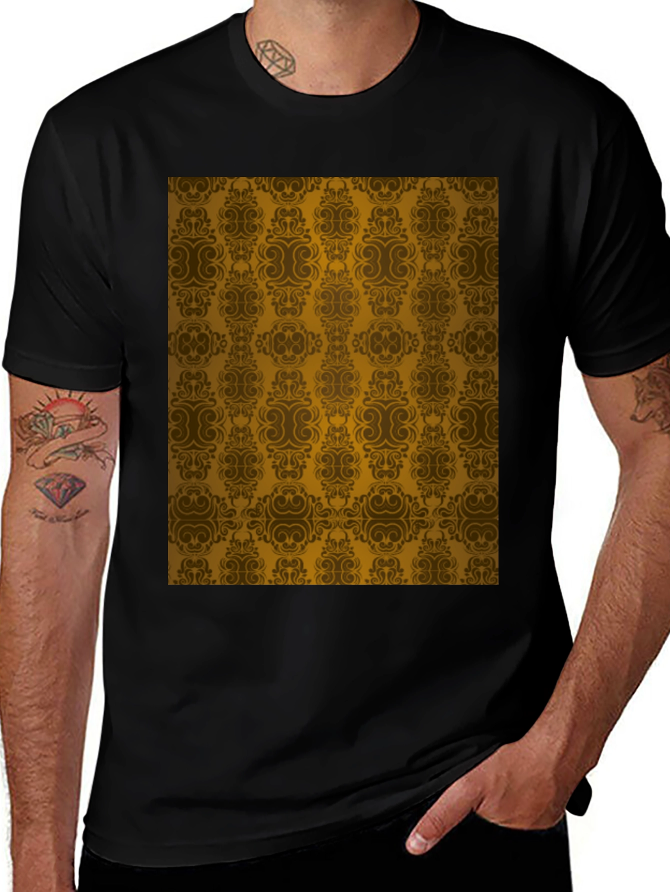 Variant 3 of Vintage Patterned Black T-Shirt