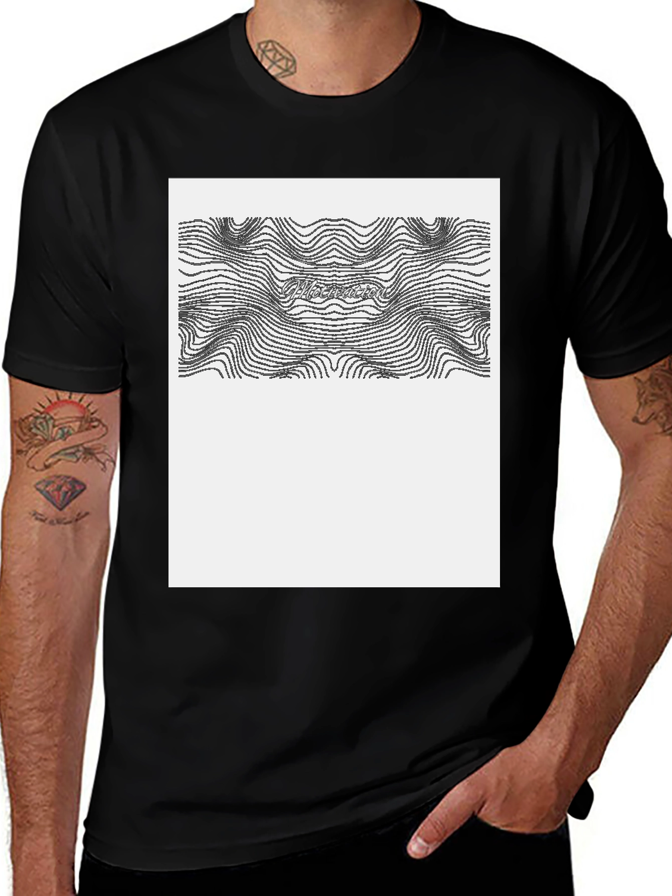 Variant 24 of Abstract Topographic Line Art Graphic T-Shirt