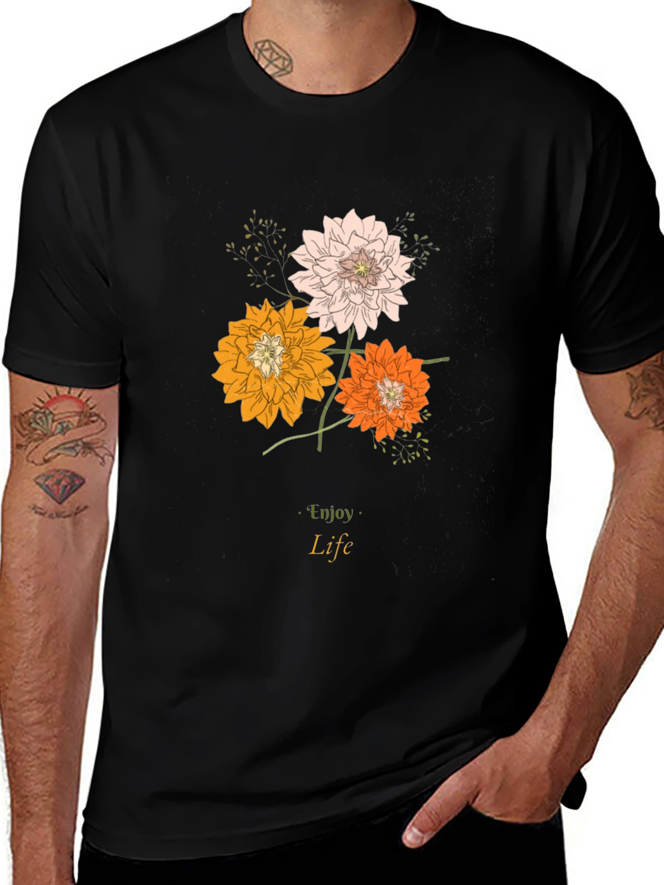 Variant 8 of Floral Print "Enjoy Life" Graphic Tee