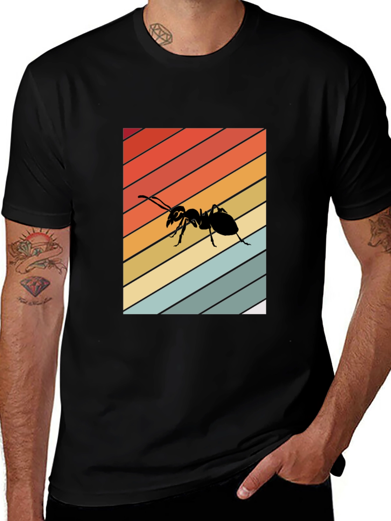 Retro Ant Graphic T-Shirt - Black