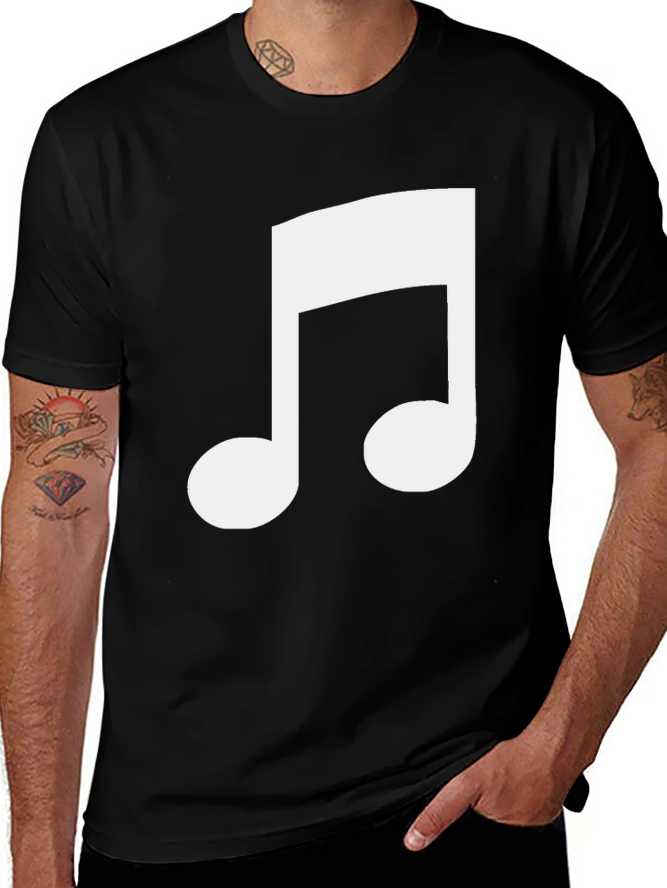 Variant 10 of Musical Note Graphic Tee - Black Cotton T-Shirt
